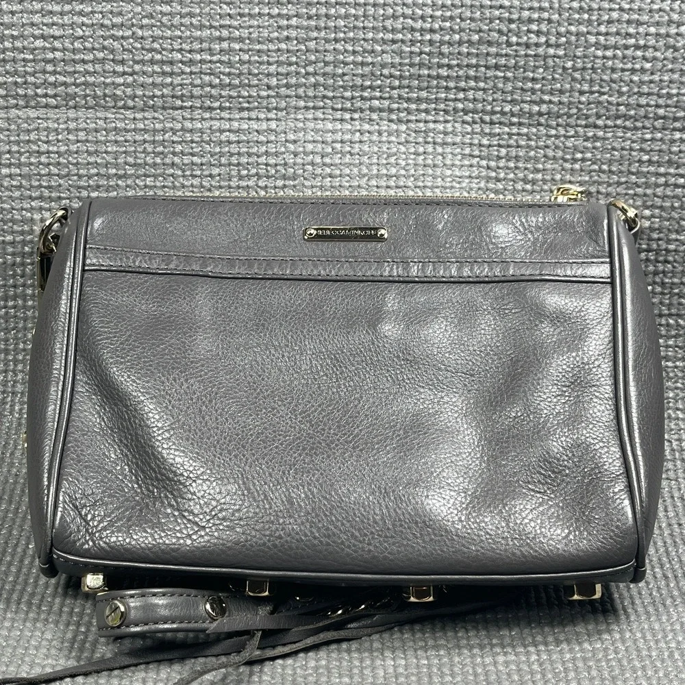 Rebecca Minkoff‎ Mini MAC Crossbody Bag Gray Leather Pockets Casual Chain Strap